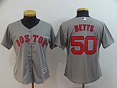 Women Red Sox 50 Mookie Betts Gray Cool Base Jersey,baseball caps,new era cap wholesale,wholesale hats